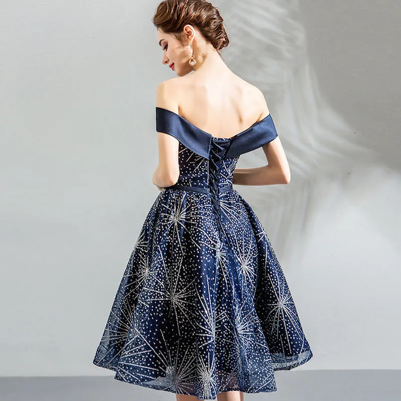 Starry Night Sparkling Sequined Pattern Flared Party Dress