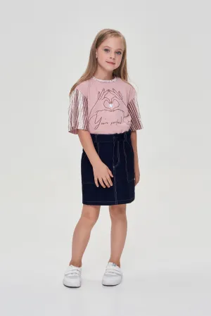 Stitched Denim Skirt