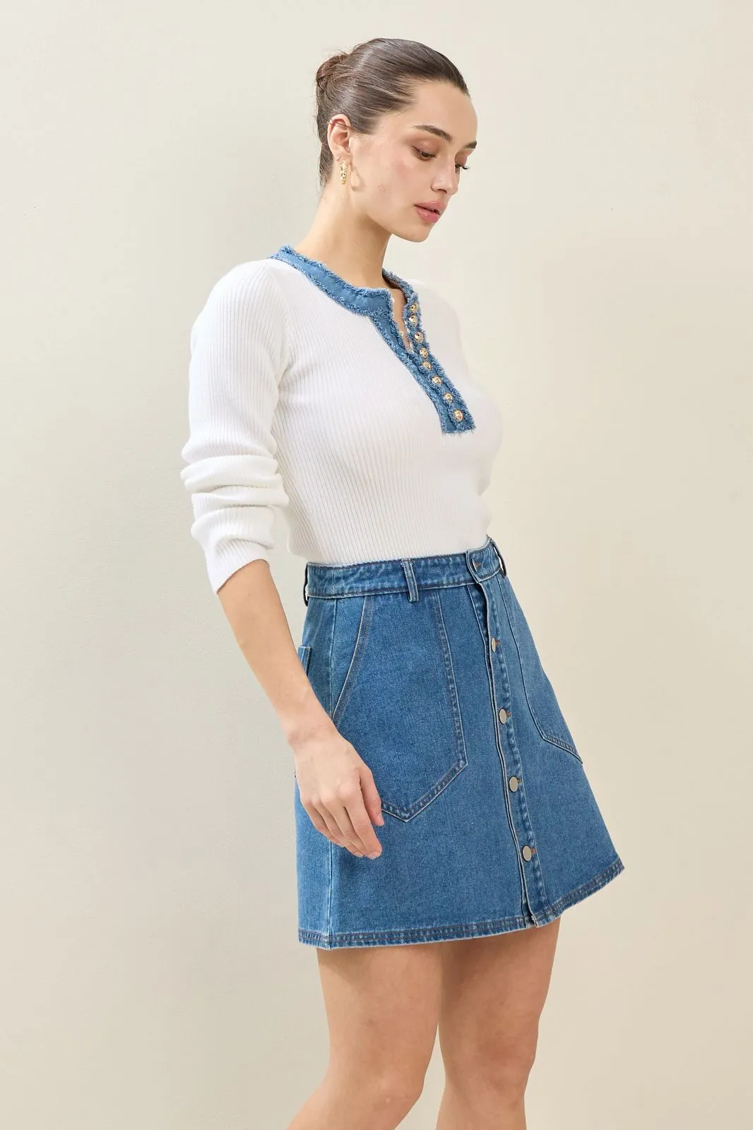 Story Untold Denim Skirt