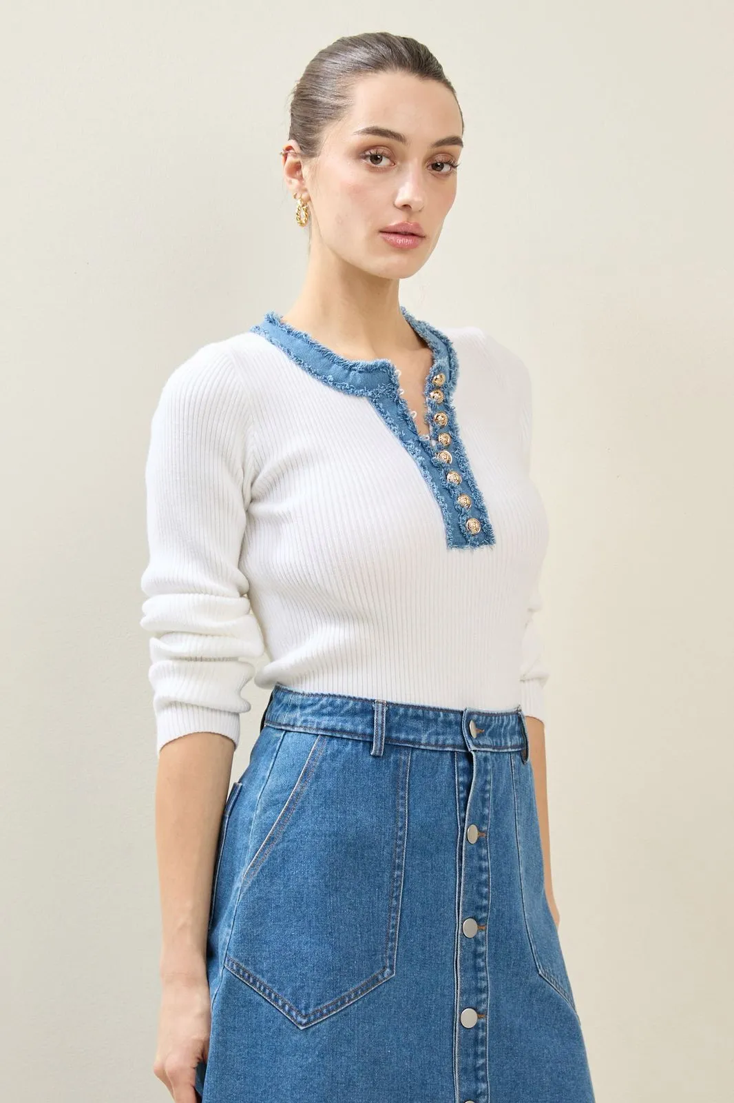 Story Untold Denim Skirt