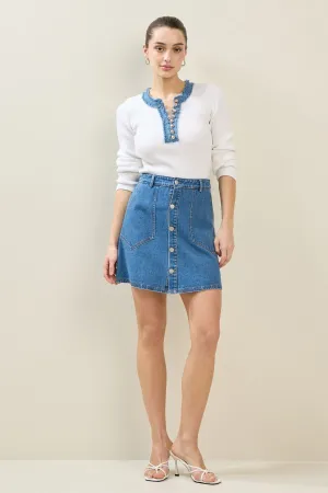 Story Untold Denim Skirt