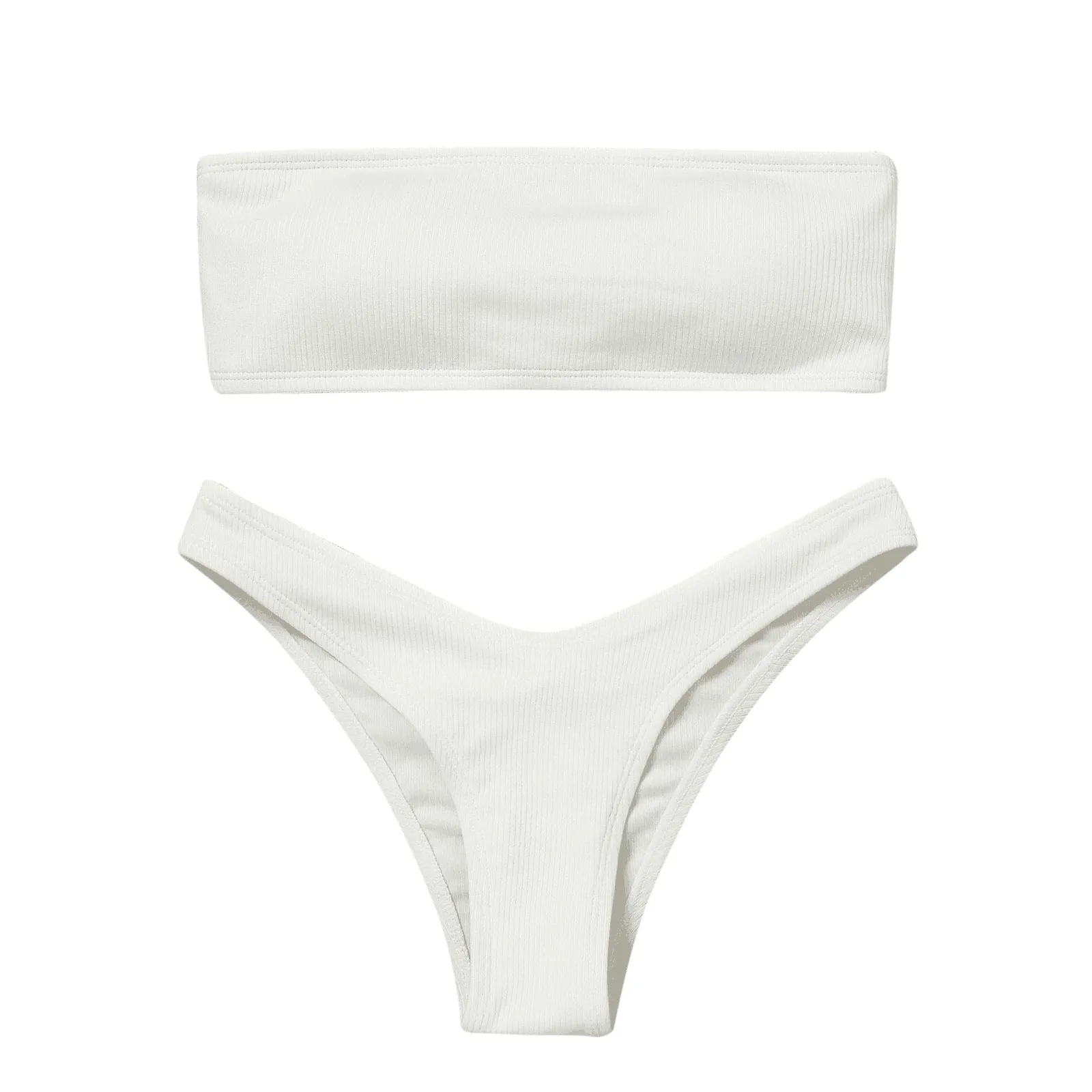 Strapless Top Ribbed Bikini Set