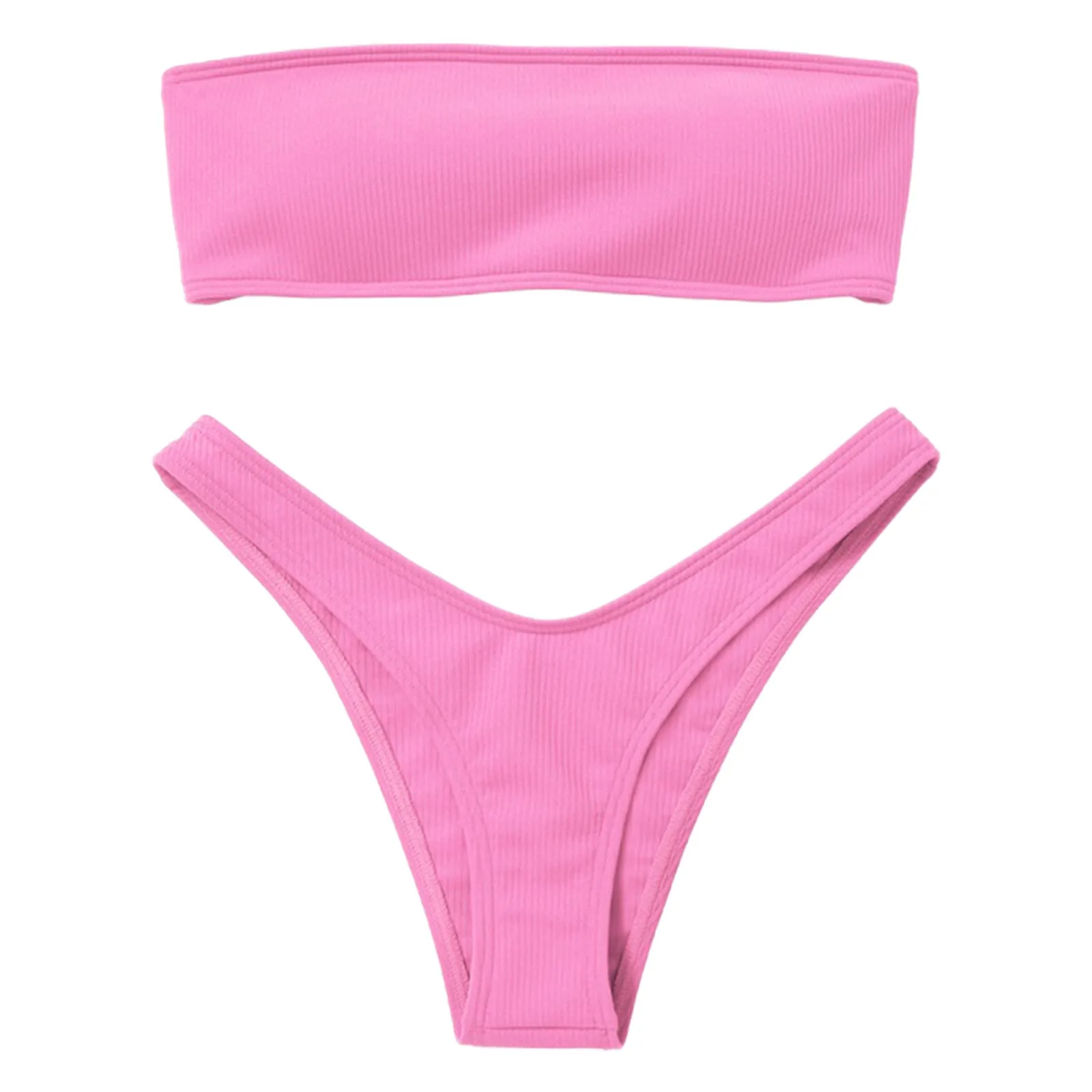 Strapless Top Ribbed Bikini Set