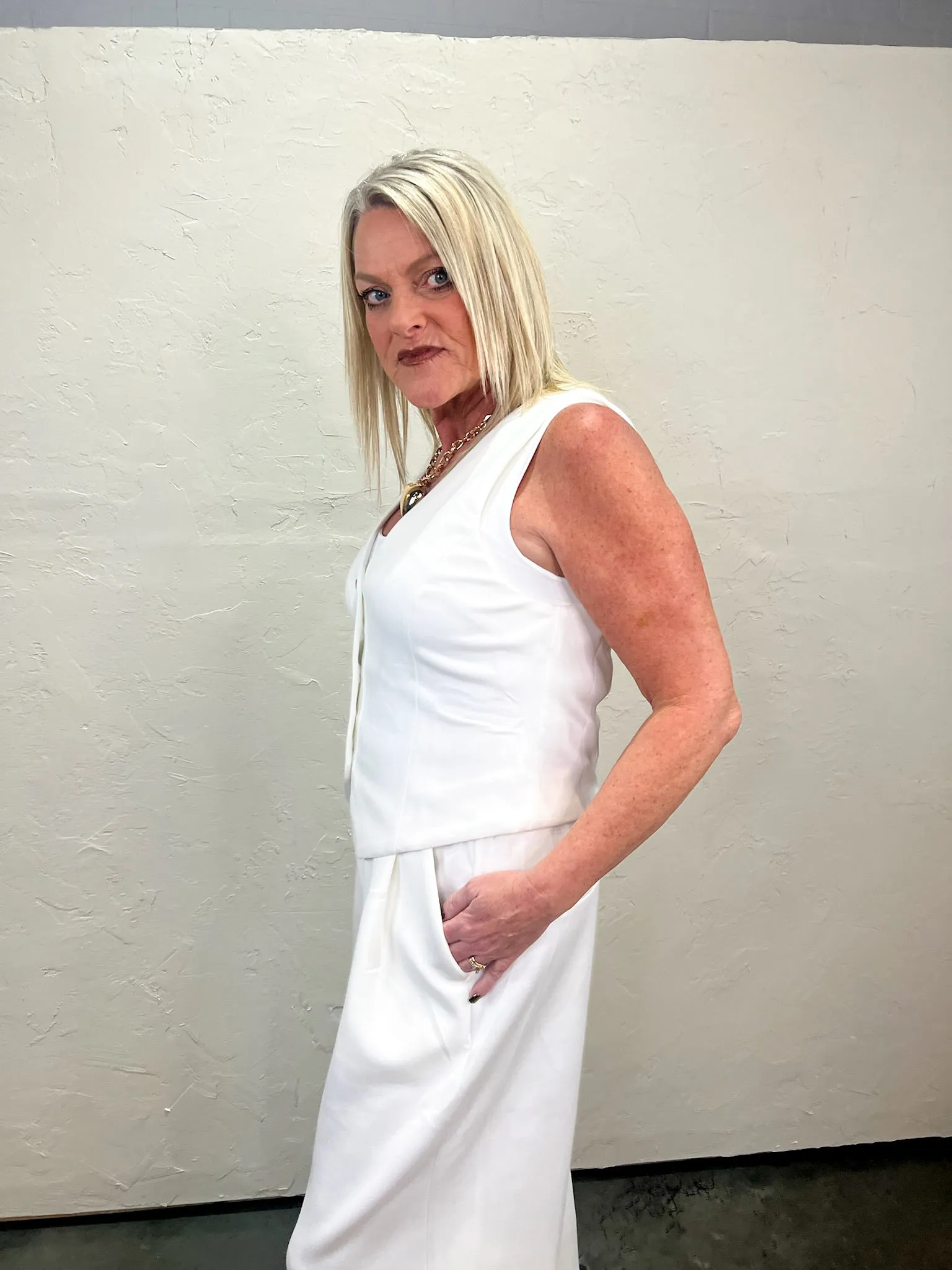 Street Chic Sweat Vest - White