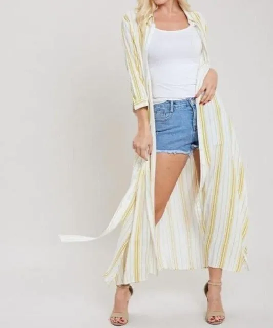 Stripe Maxi Shirt Dress - Navy