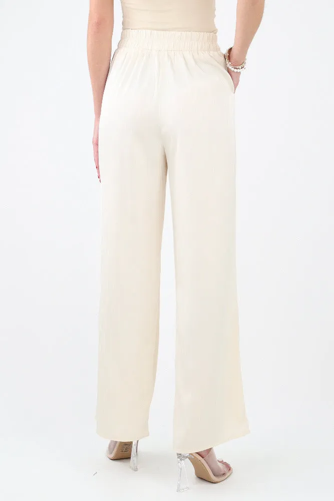 Striped Flare Trousers - Champagne