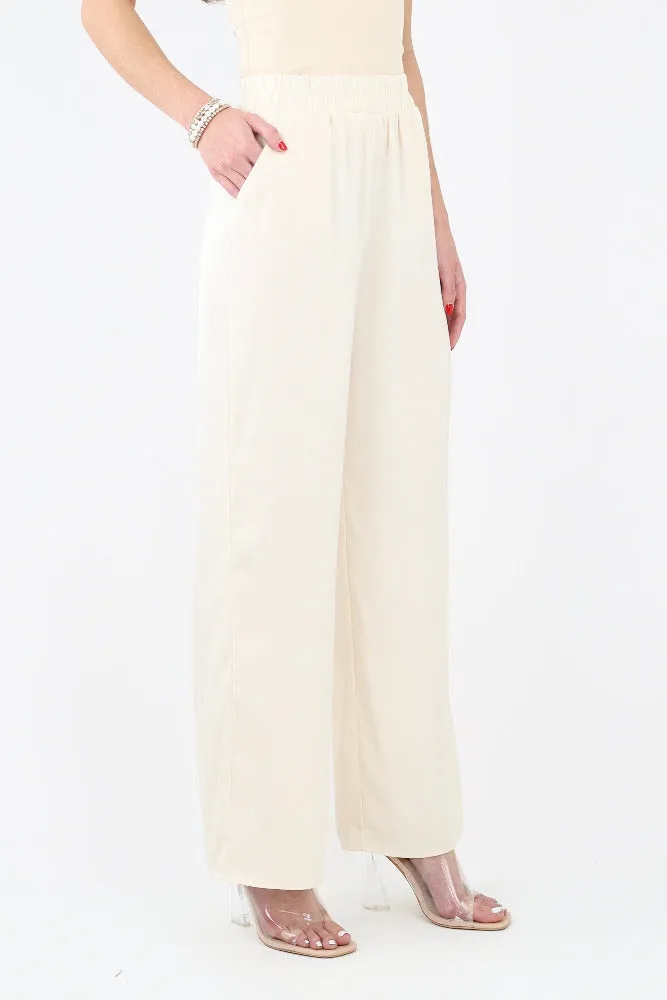Striped Flare Trousers - Champagne