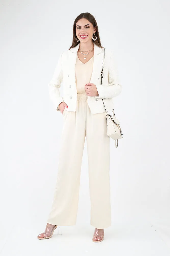 Striped Flare Trousers - Champagne