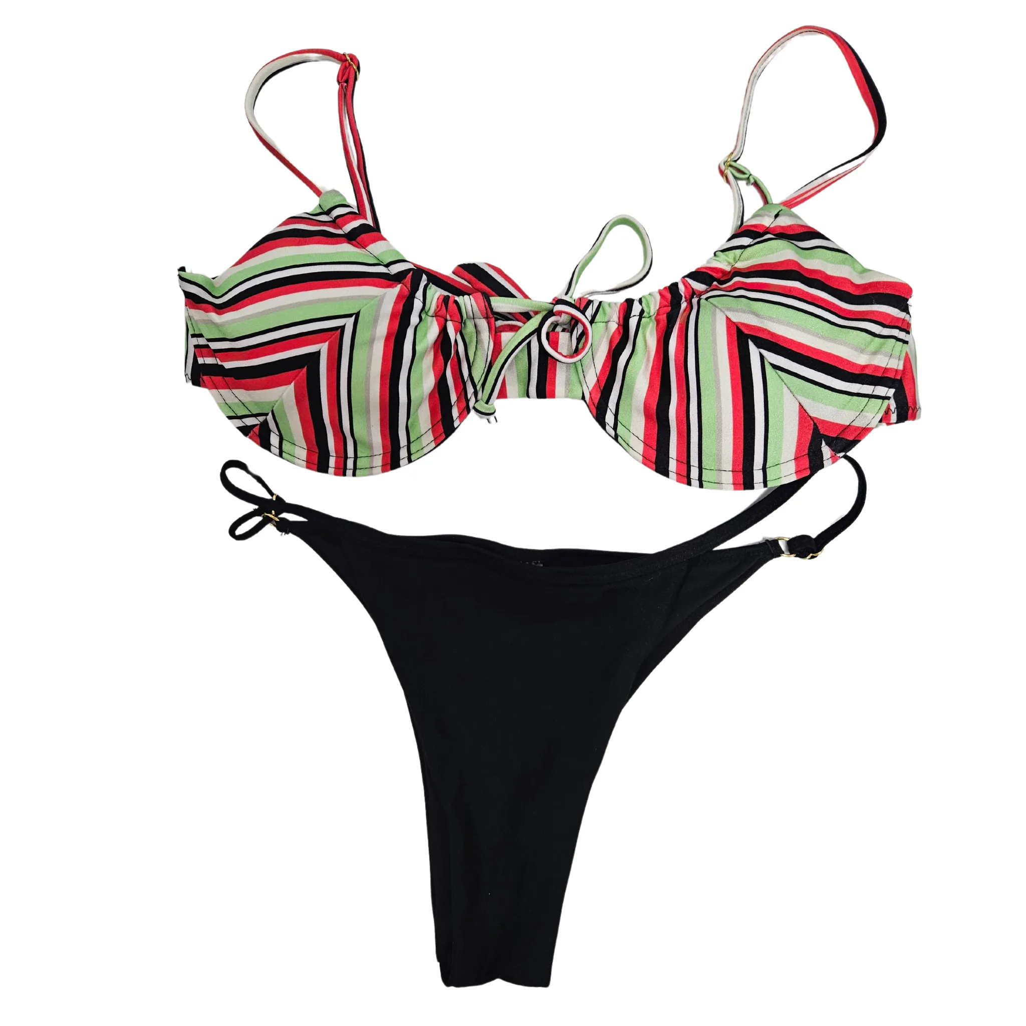 Striped Underwire Cup Bikini Set by Rita Rosa
