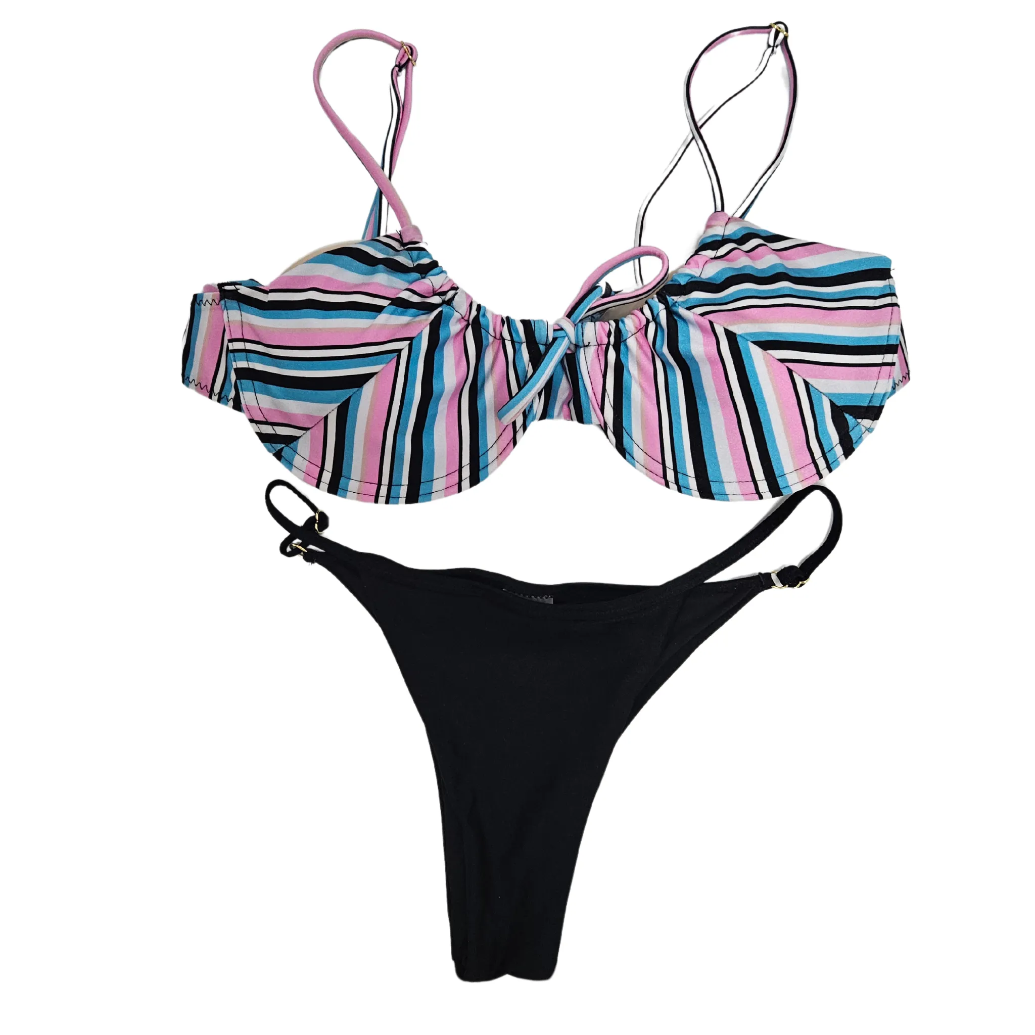 Striped Underwire Cup Bikini Set by Rita Rosa