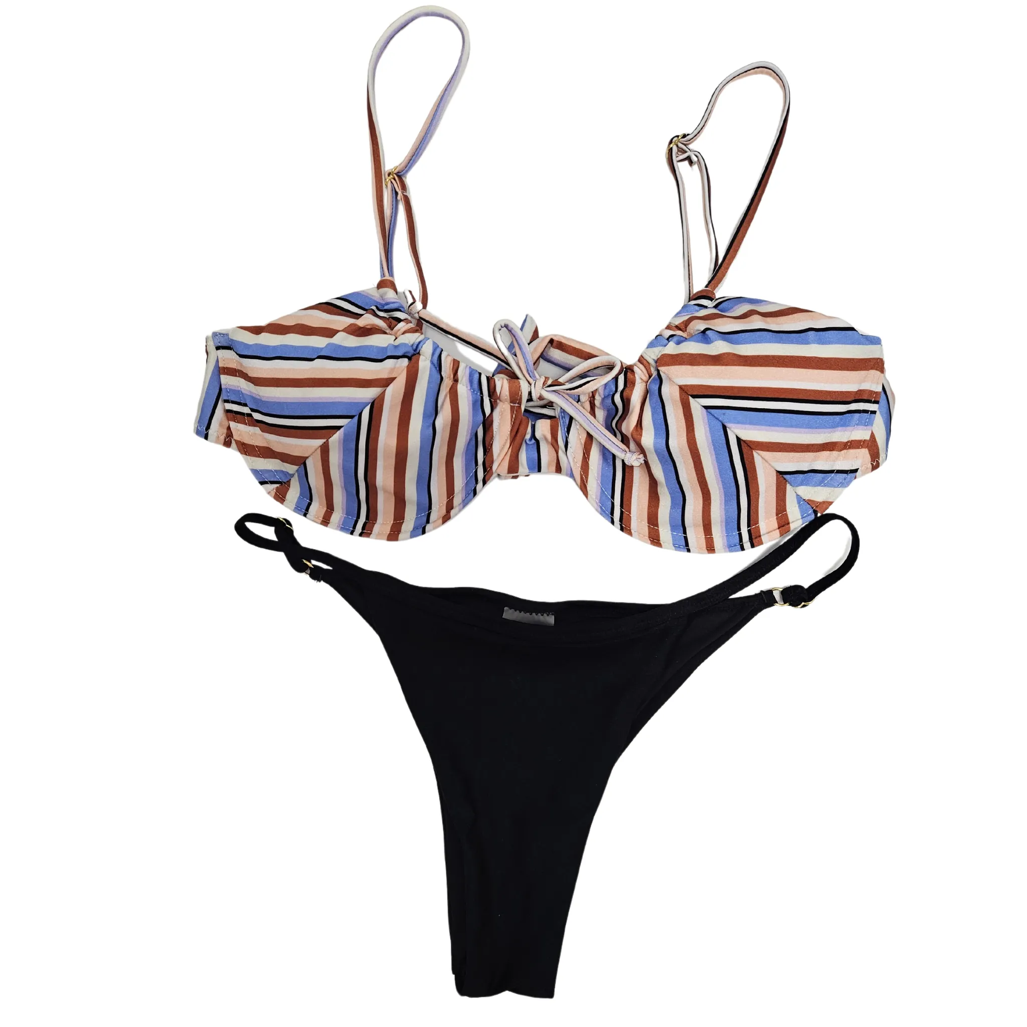 Striped Underwire Cup Bikini Set by Rita Rosa