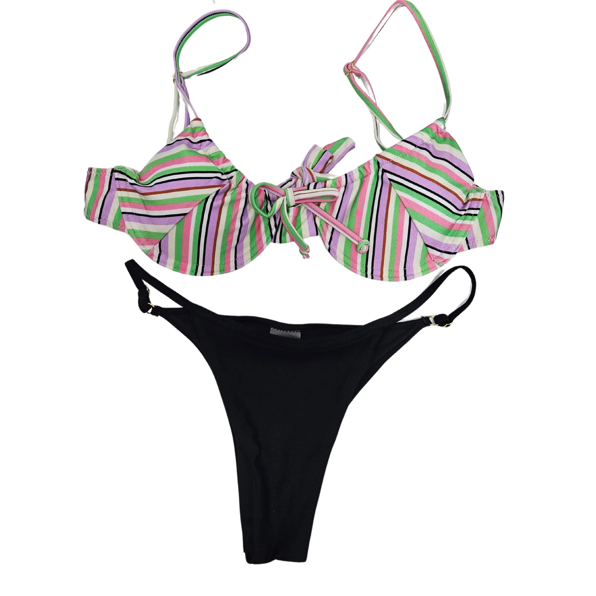 Striped Underwire Cup Bikini Set by Rita Rosa