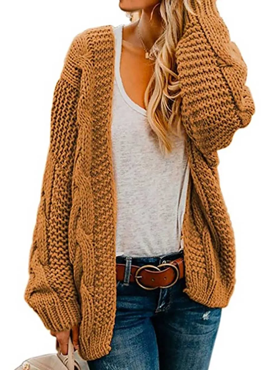 Stunncal Chunky Knit Twist Slouchy Knit Cardigan