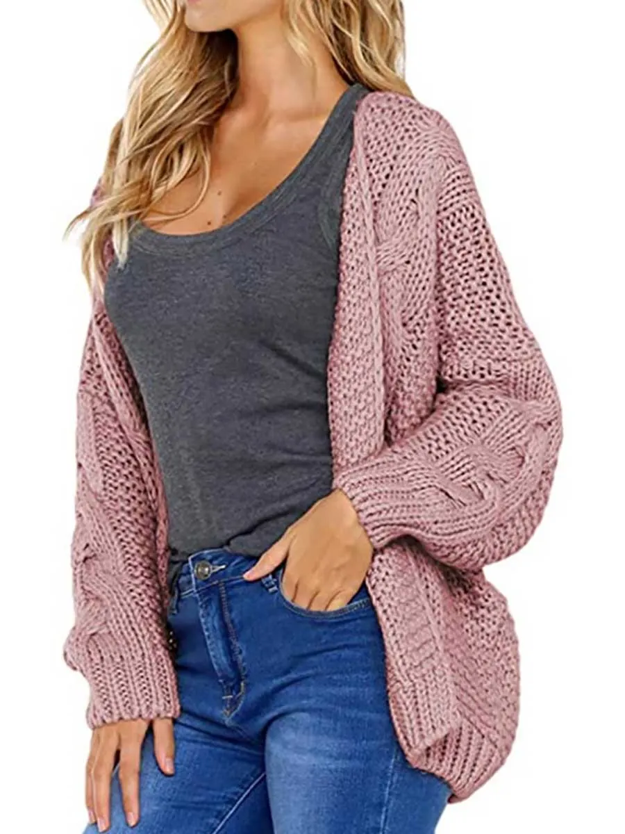 Stunncal Chunky Knit Twist Slouchy Knit Cardigan