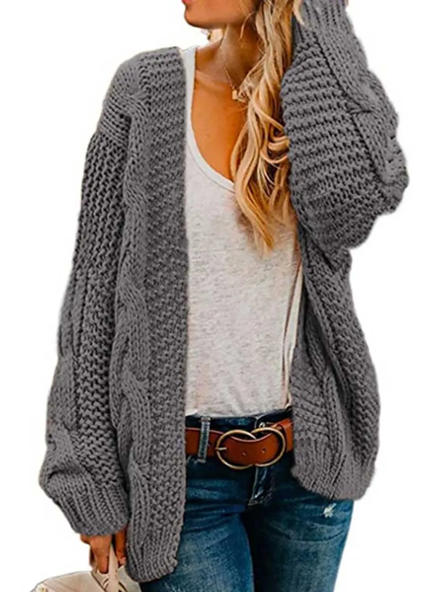 Stunncal Chunky Knit Twist Slouchy Knit Cardigan