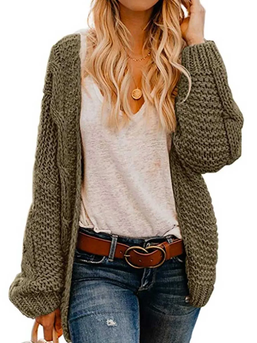 Stunncal Chunky Knit Twist Slouchy Knit Cardigan