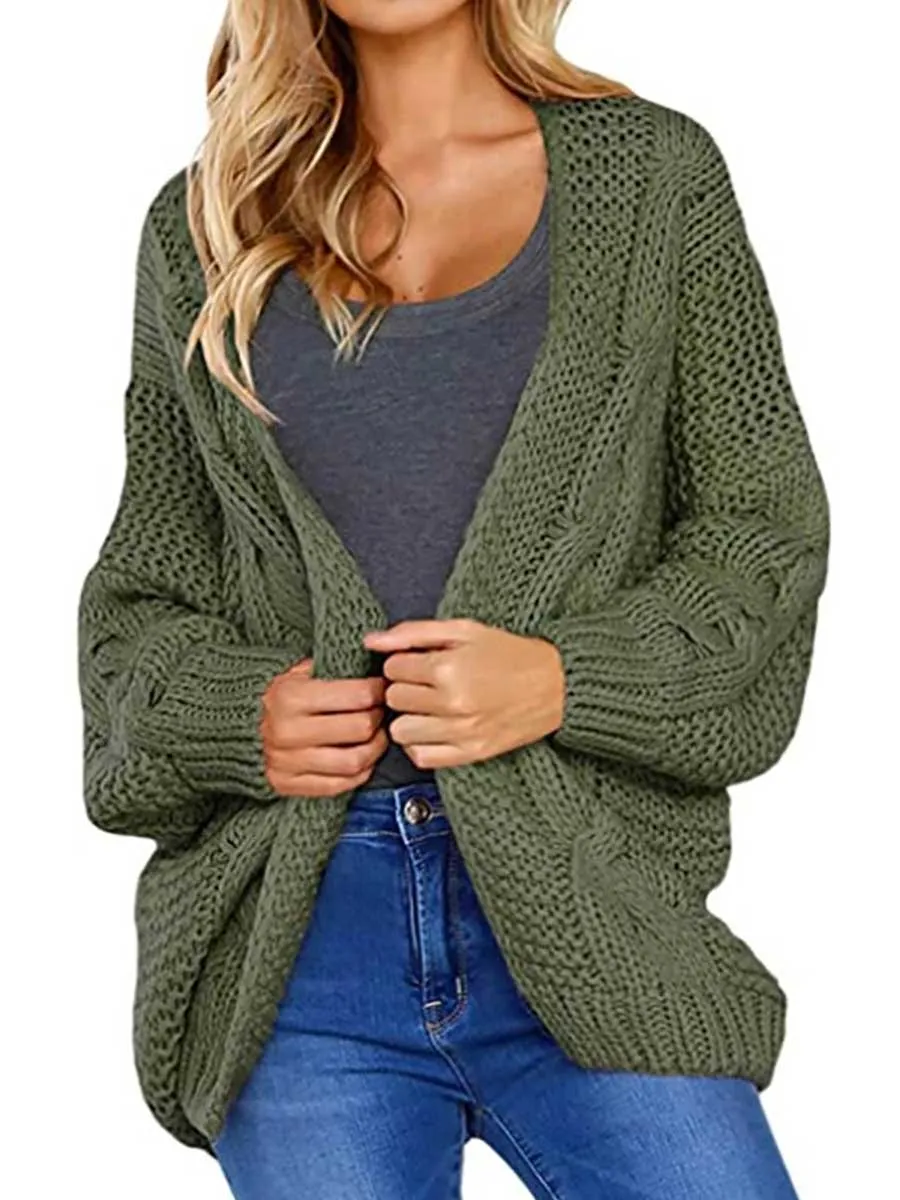 Stunncal Chunky Knit Twist Slouchy Knit Cardigan