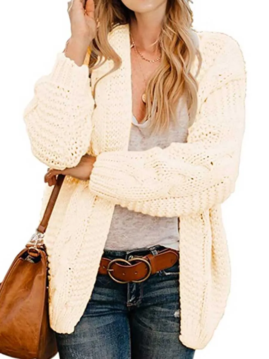 Stunncal Chunky Knit Twist Slouchy Knit Cardigan