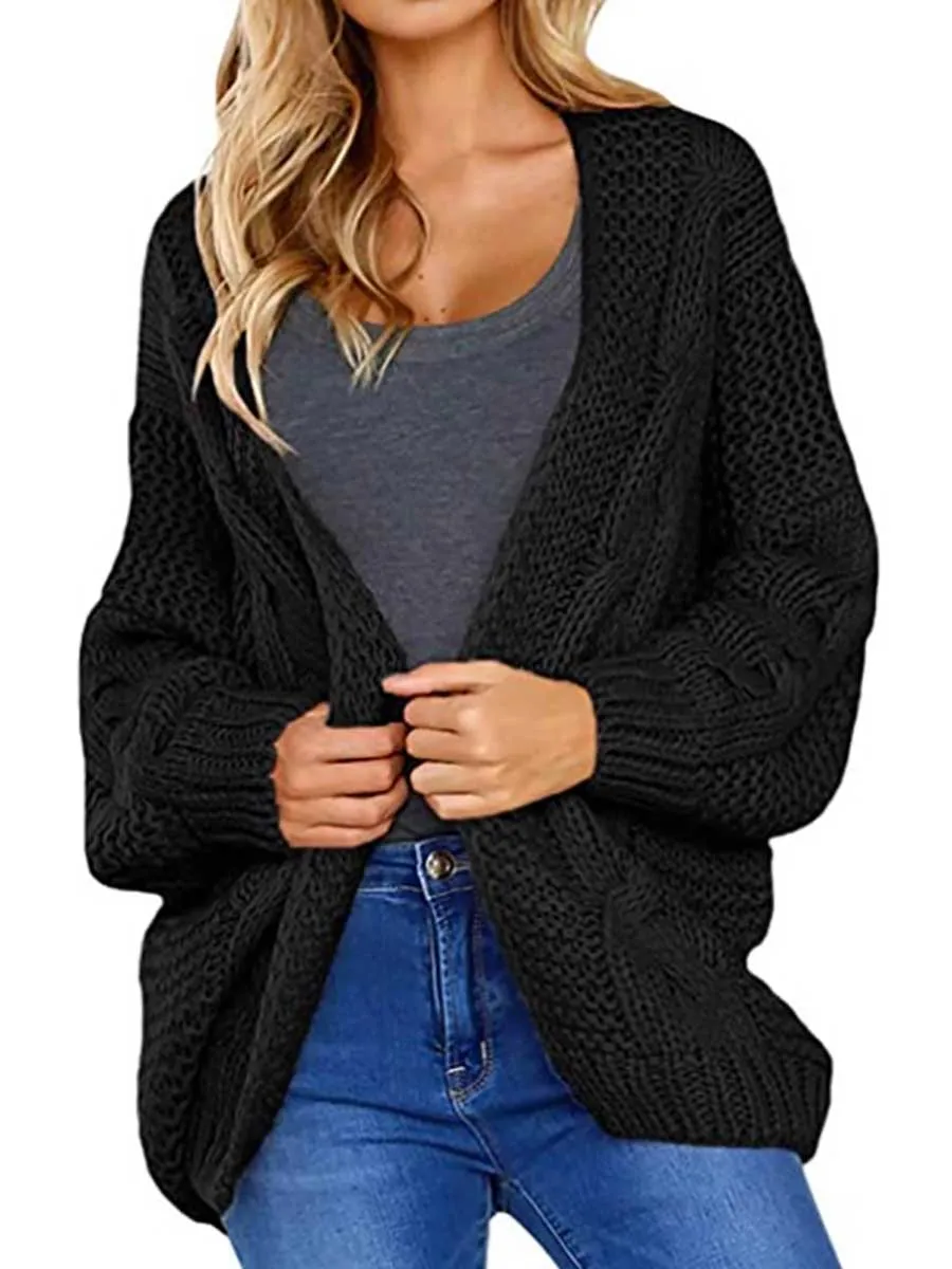 Stunncal Chunky Knit Twist Slouchy Knit Cardigan