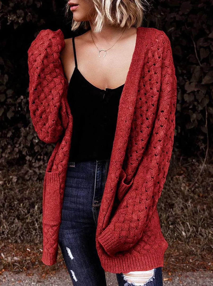 Stunncal Long Sleeve Chunky Twisted Knit Cardigan Sweater Jacket