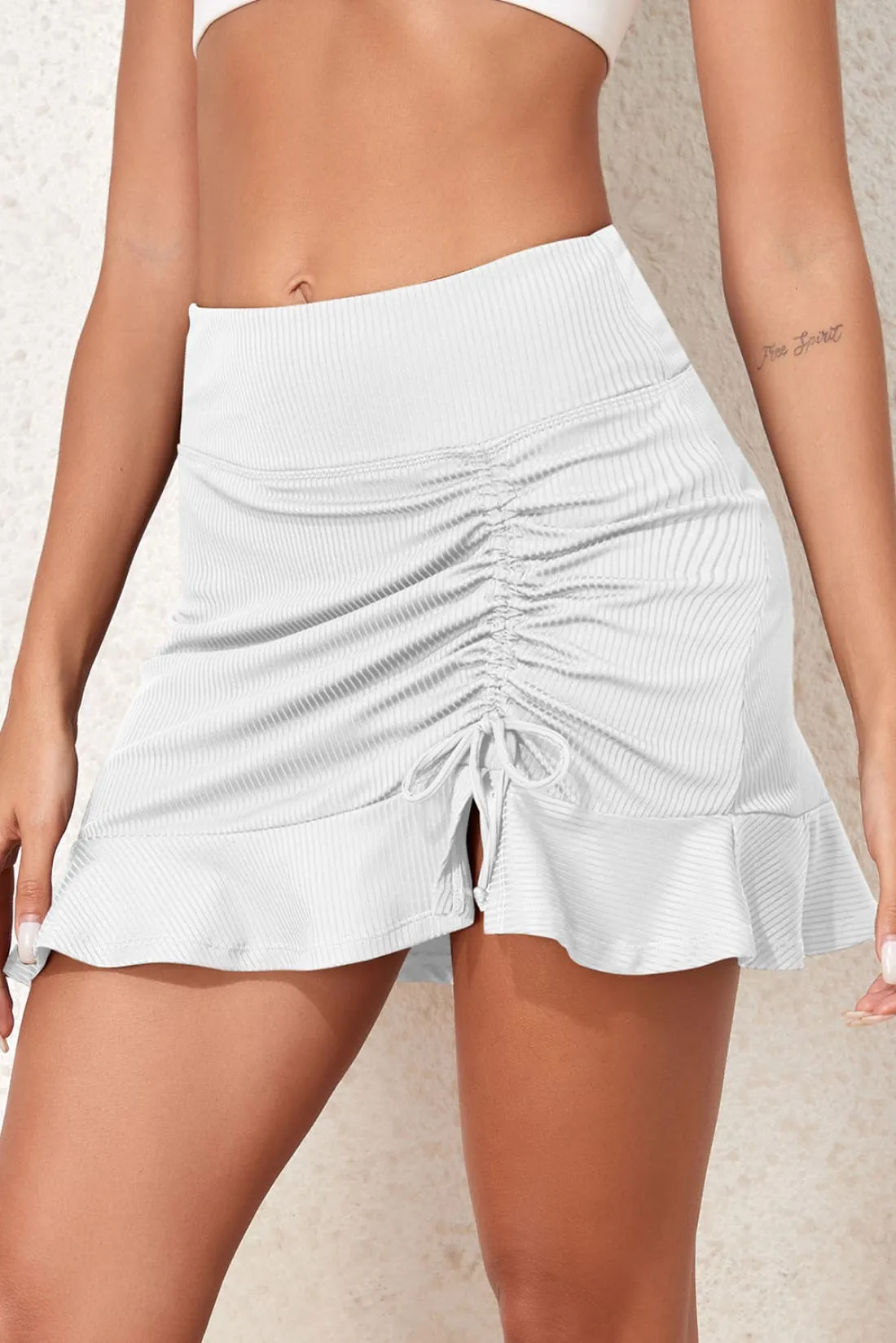 Stylish Slimming Ruched Elastic Waist Swimwear Skirt