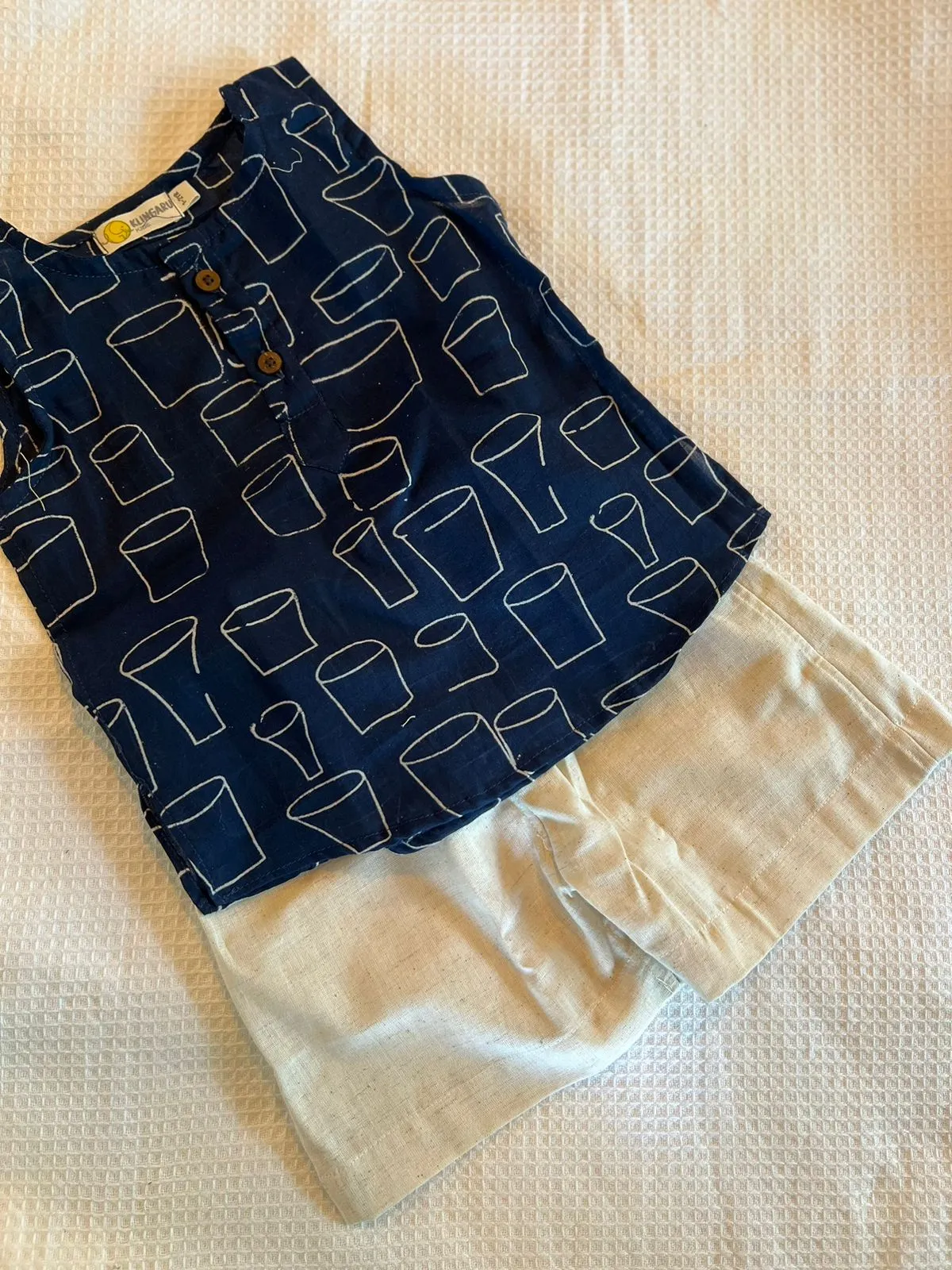 Summer Sleeveless Unisex Short Kurtas- Indigo Prints (last few pieces)