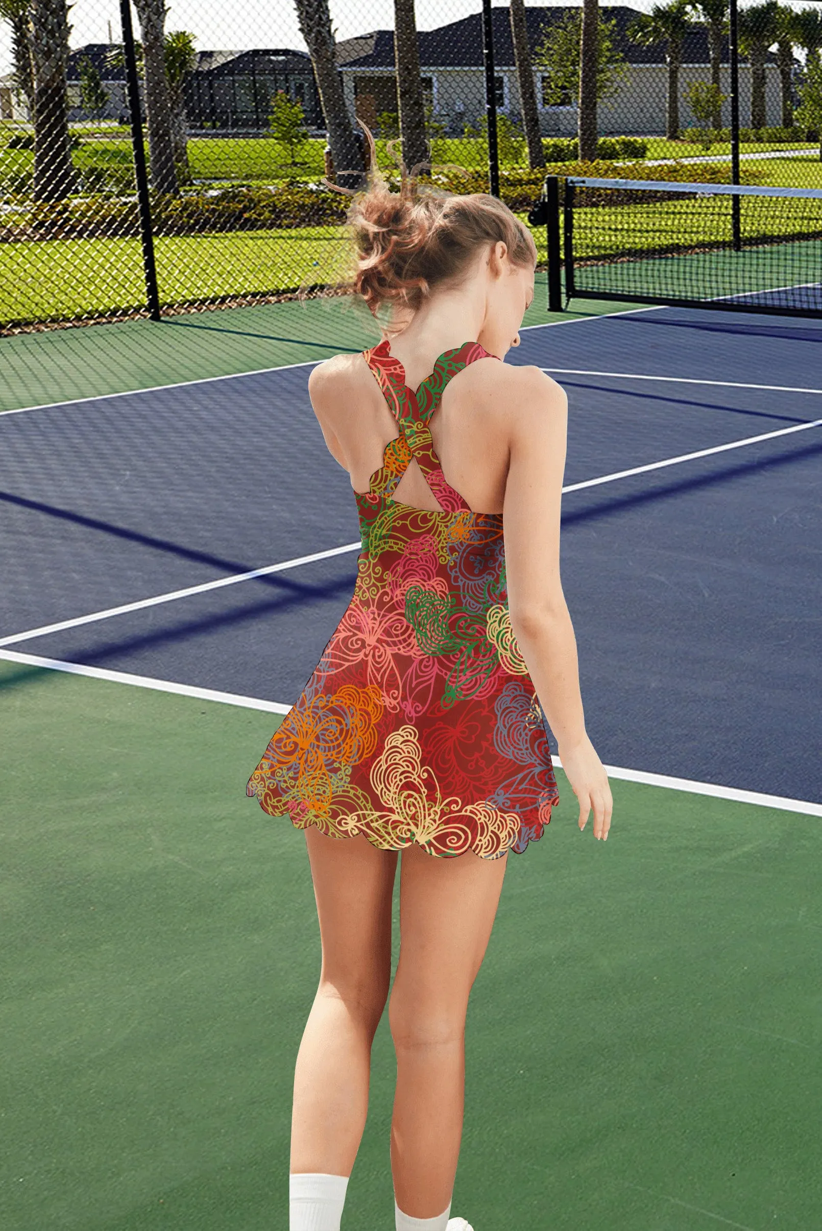 Sunset Bloom Tennis Dress – Active Floral Performance Wear