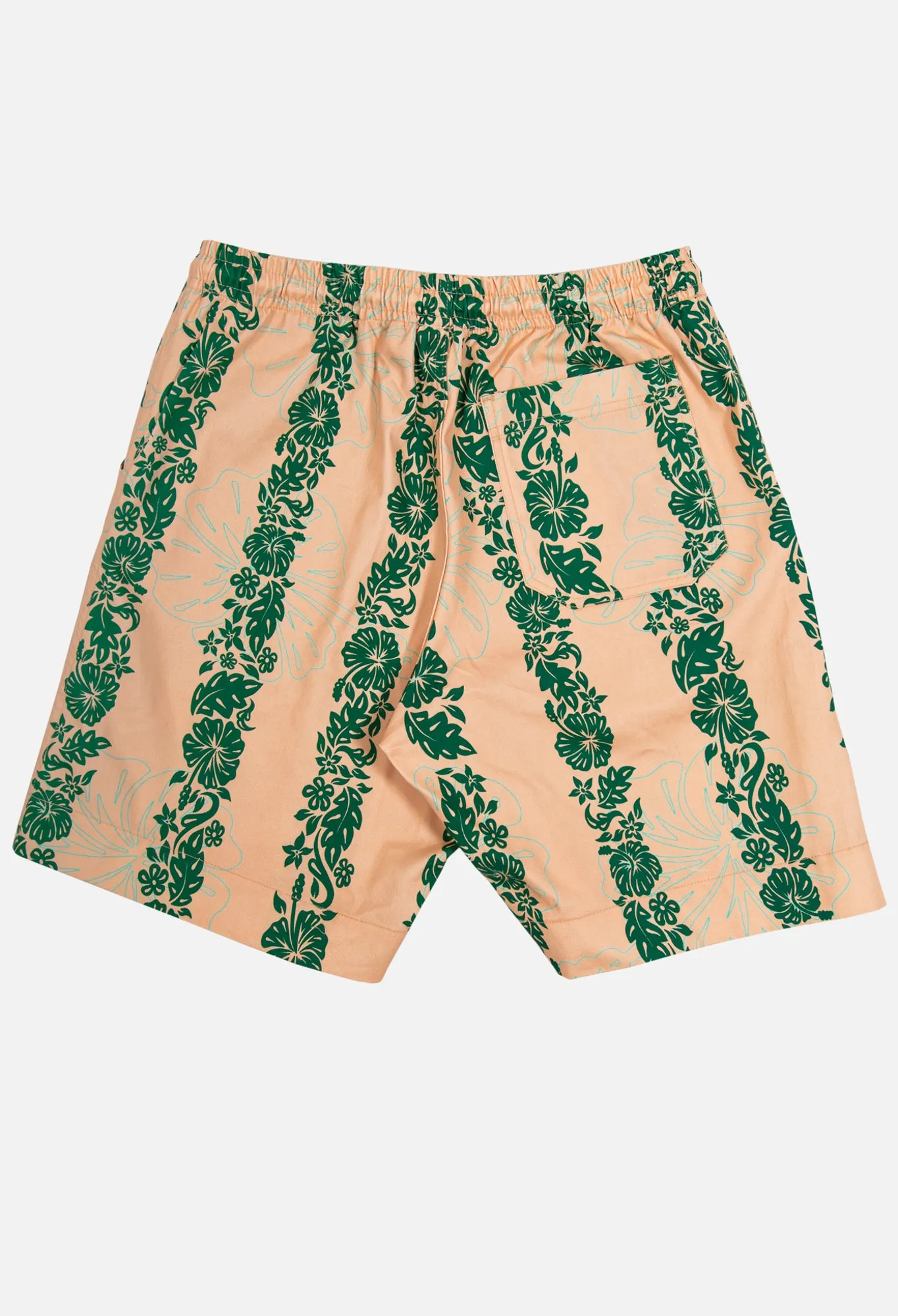 Surfaris Hibiscus Panel Cotton Shorts Salmon (Made In Australia