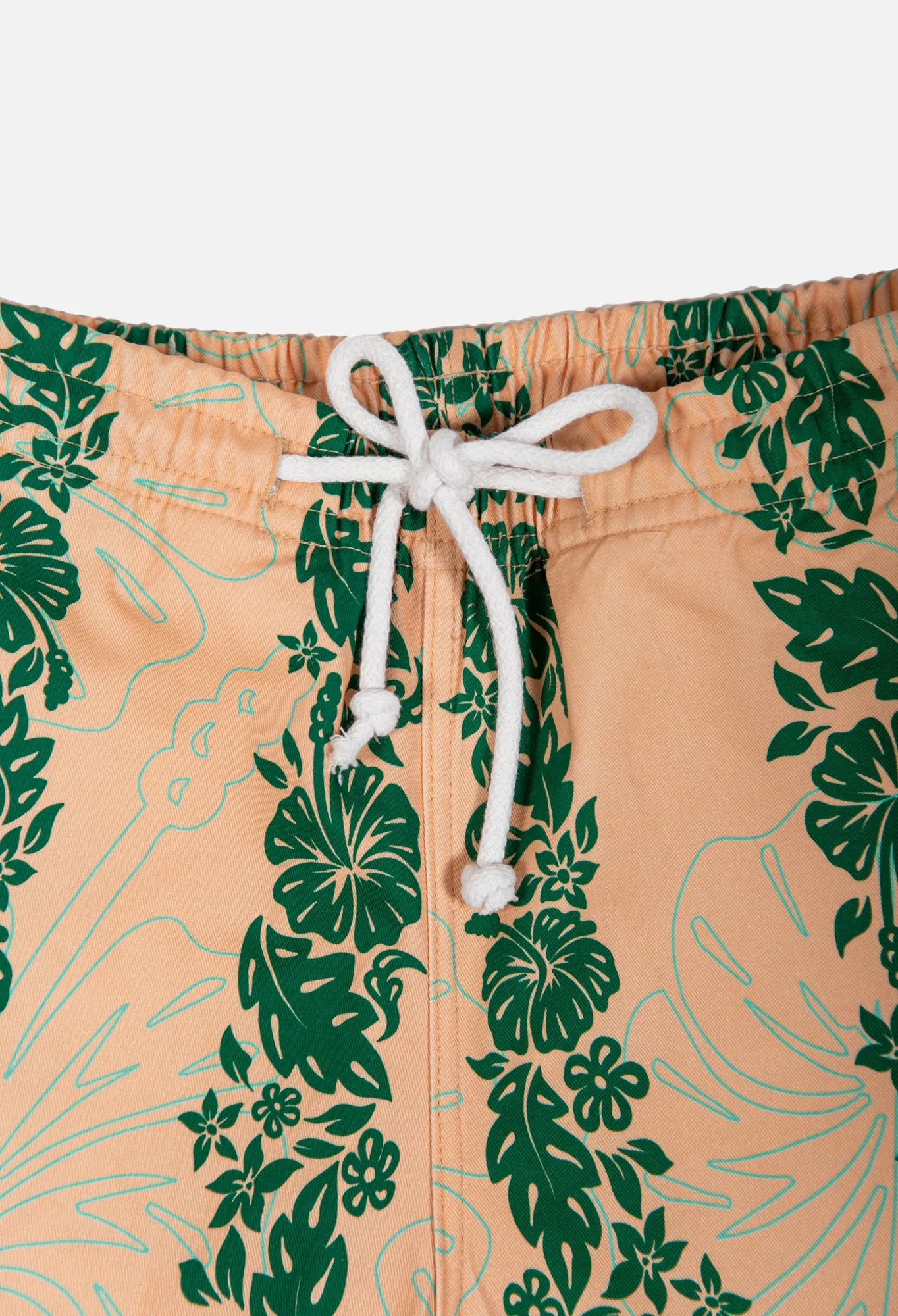 Surfaris Hibiscus Panel Cotton Shorts Salmon (Made In Australia