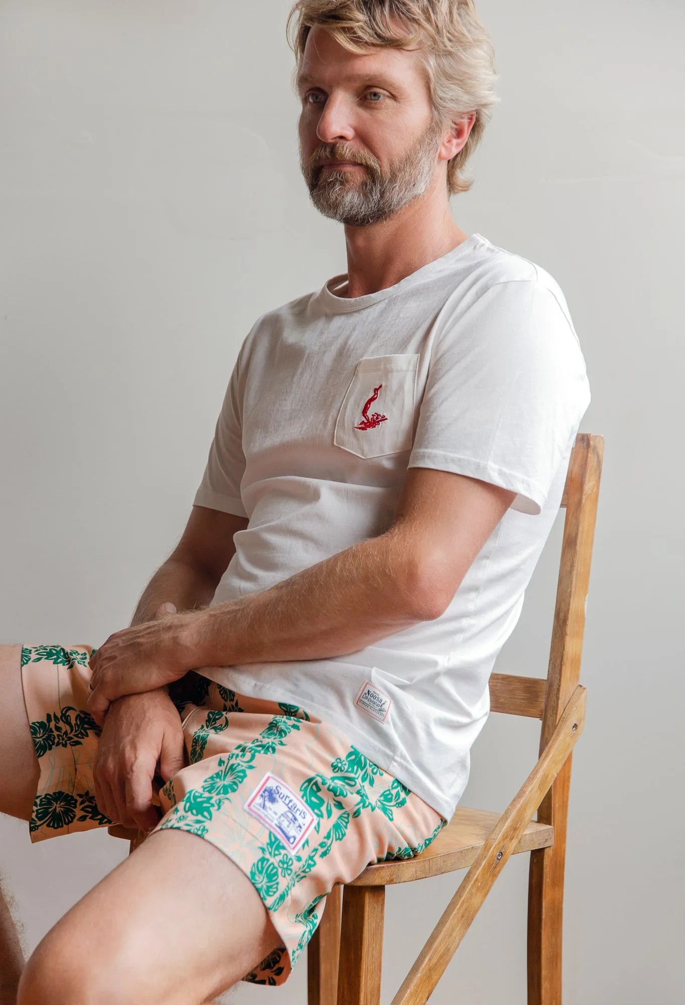 Surfaris Hibiscus Panel Cotton Shorts Salmon (Made In Australia