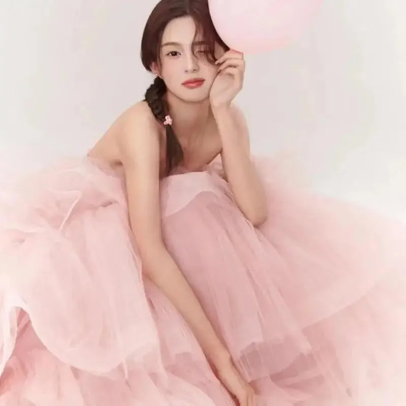 Sweet Pink Ball Gown Wedding Dresses Classic Strapless Vestidos De Novia