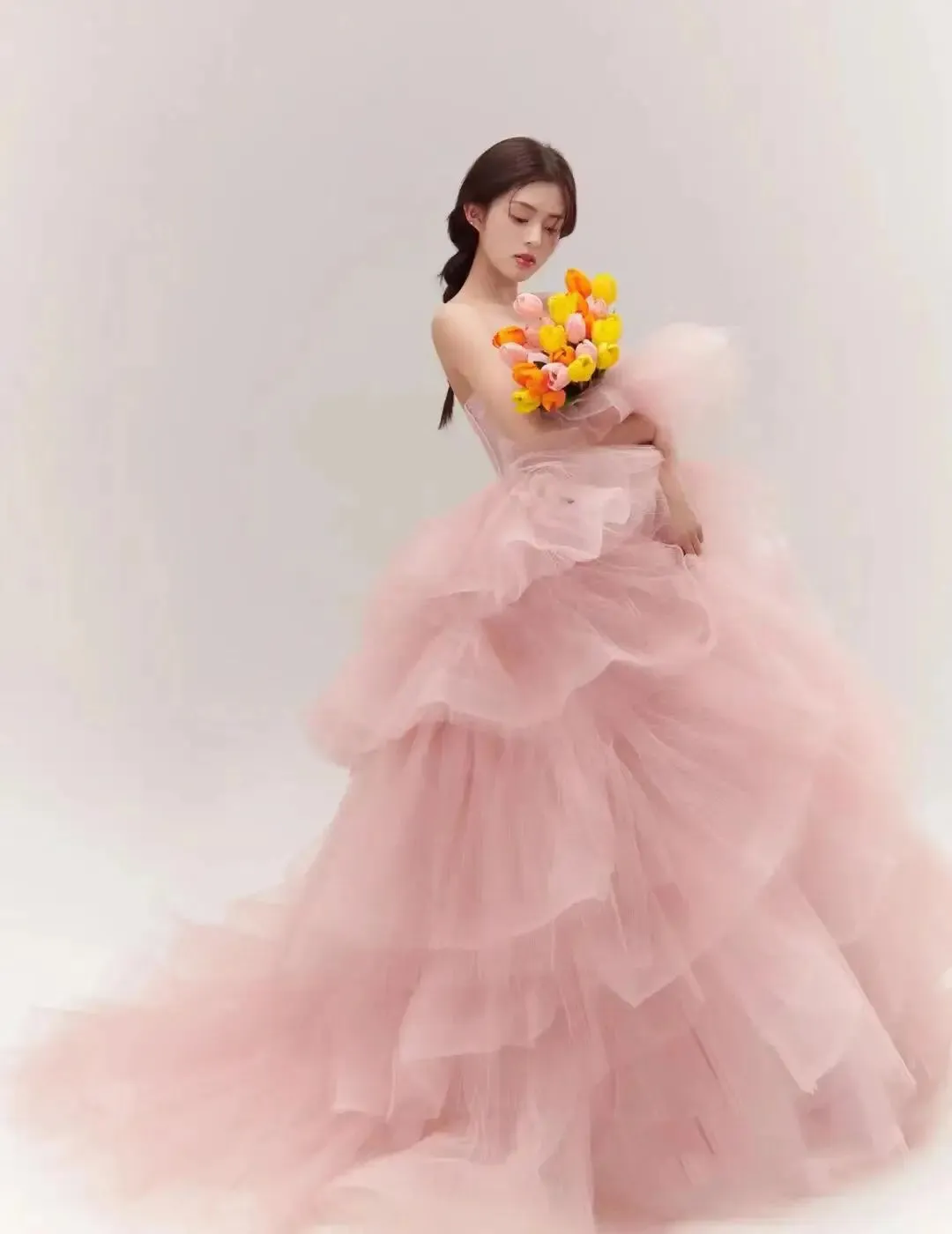 Sweet Pink Ball Gown Wedding Dresses Classic Strapless Vestidos De Novia