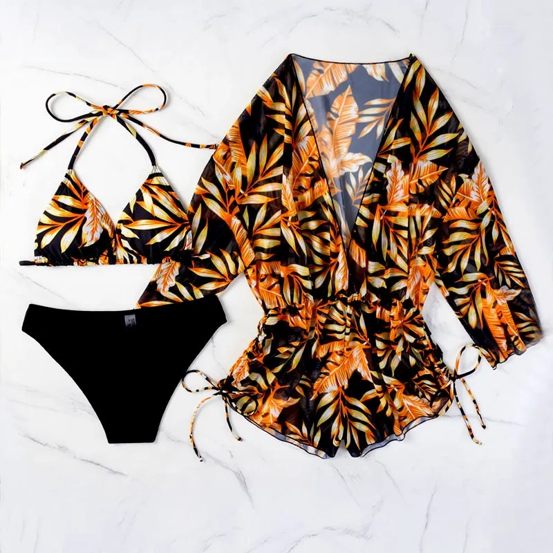 Swimwear 3 Pieces Cover Up Beach Wear Bikinis Set