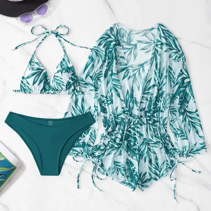Swimwear 3 Pieces Cover Up Beach Wear Bikinis Set