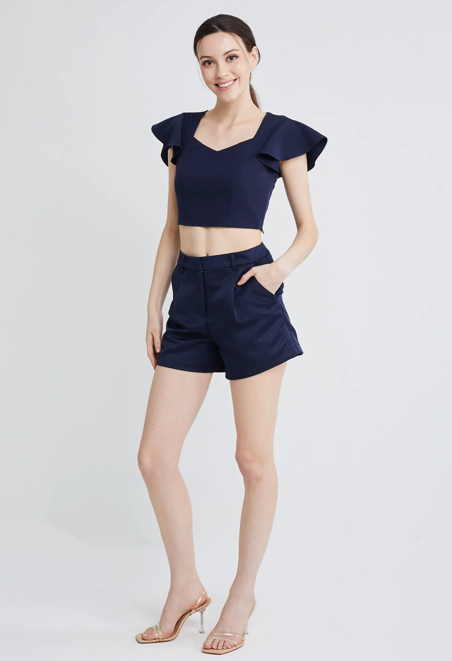 Tailored A-line Satin Shorts