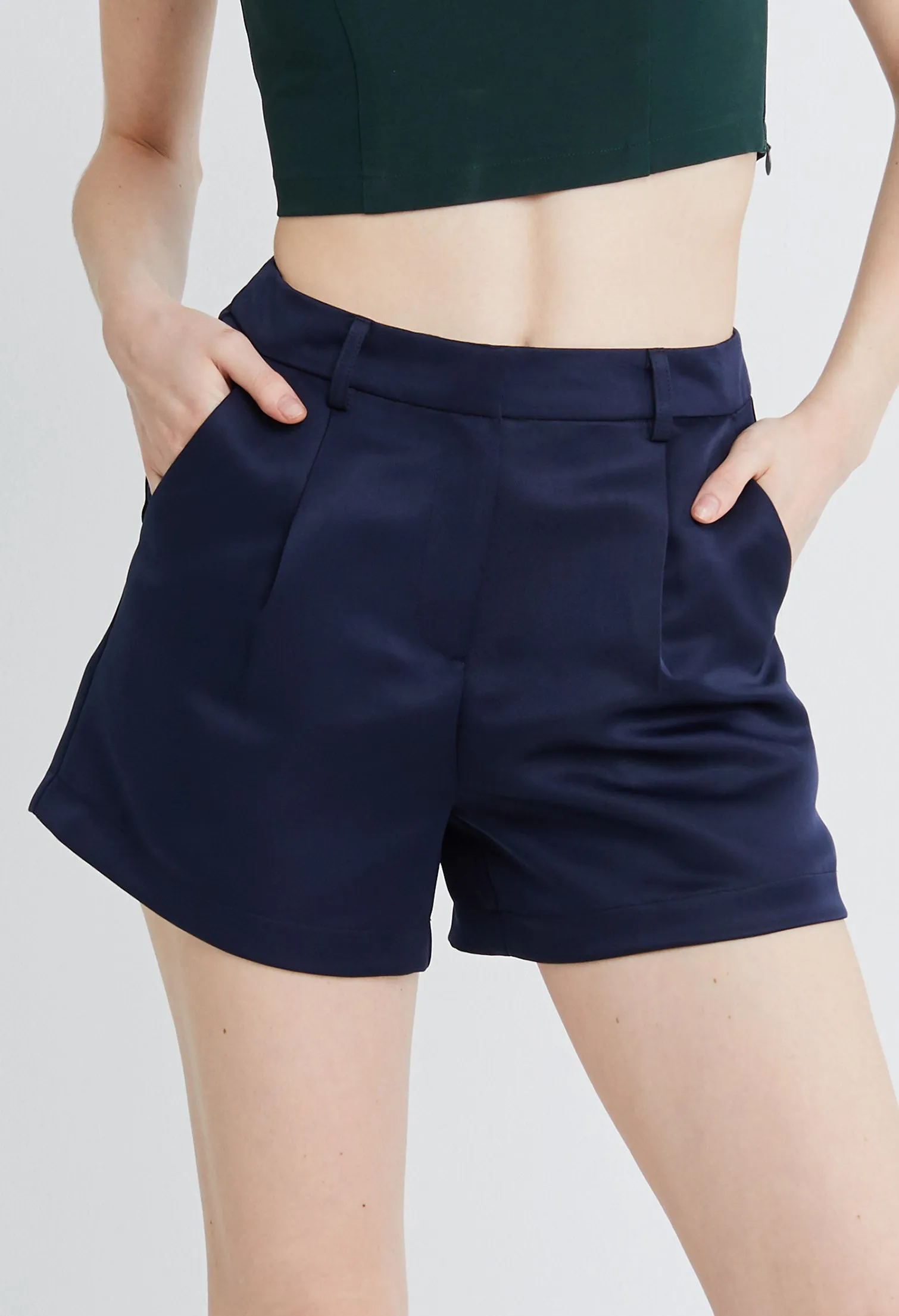 Tailored A-line Satin Shorts