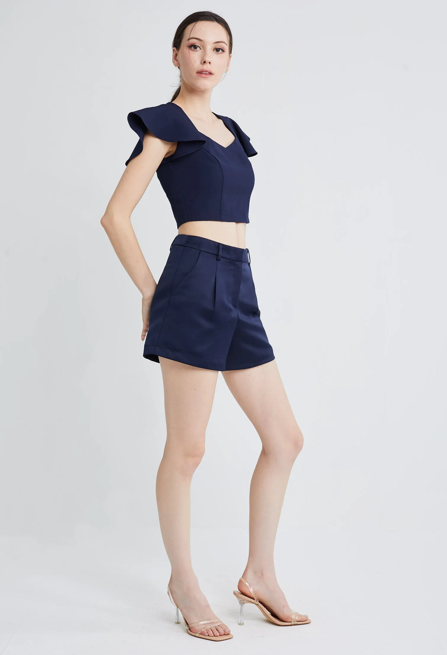 Tailored A-line Satin Shorts