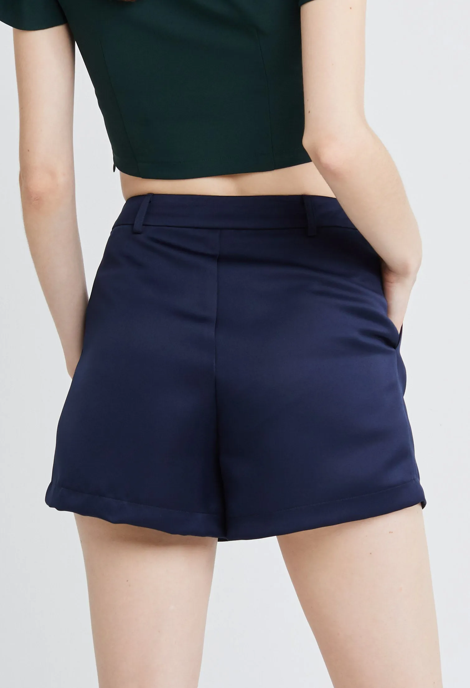 Tailored A-line Satin Shorts
