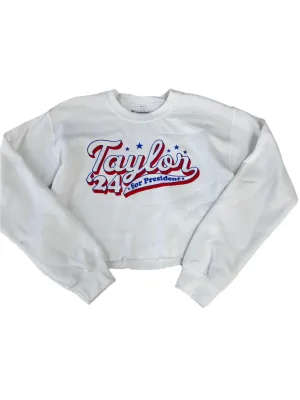 Taylor For President Script Pullover Crop