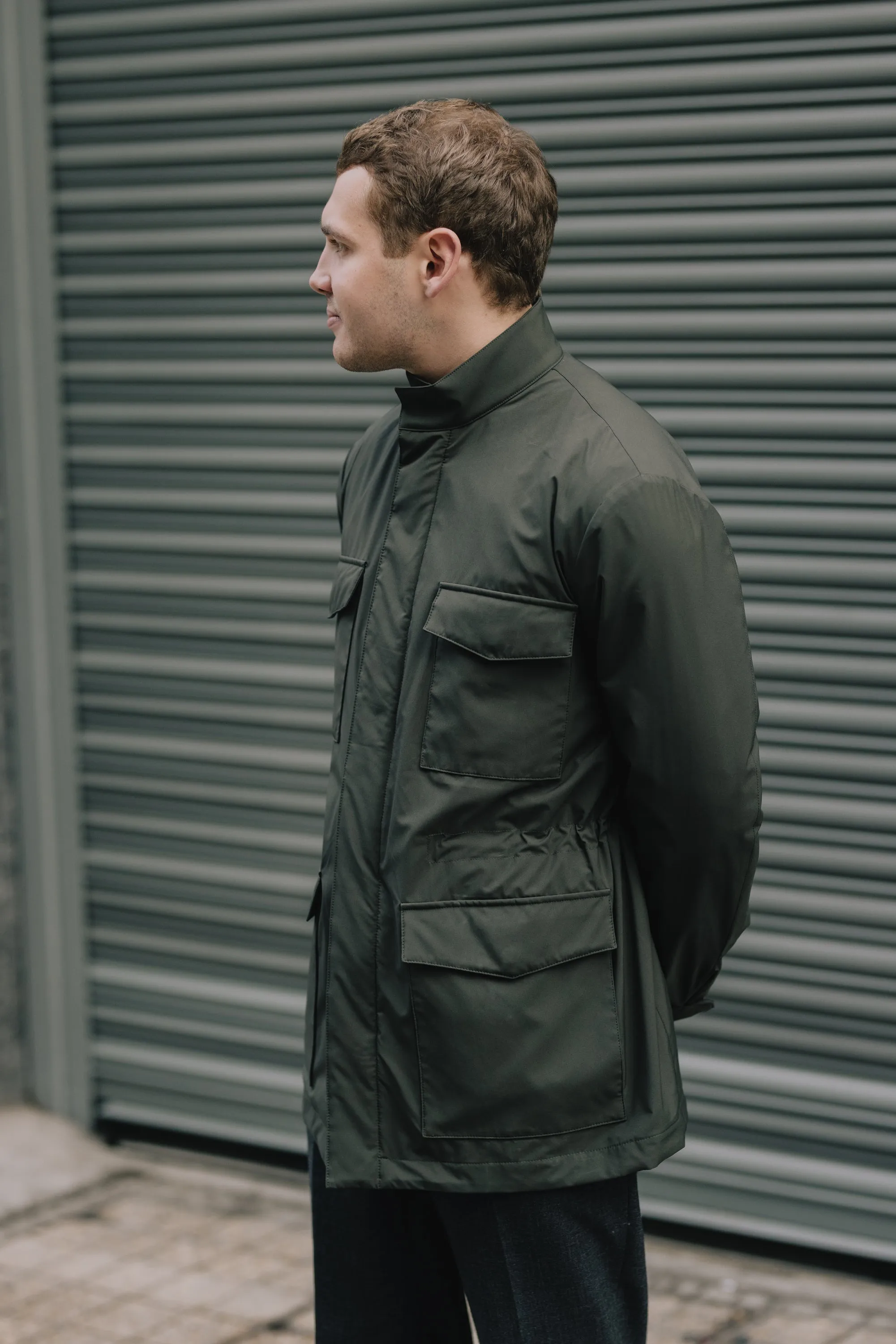 Technical Field Jacket in Olive Green