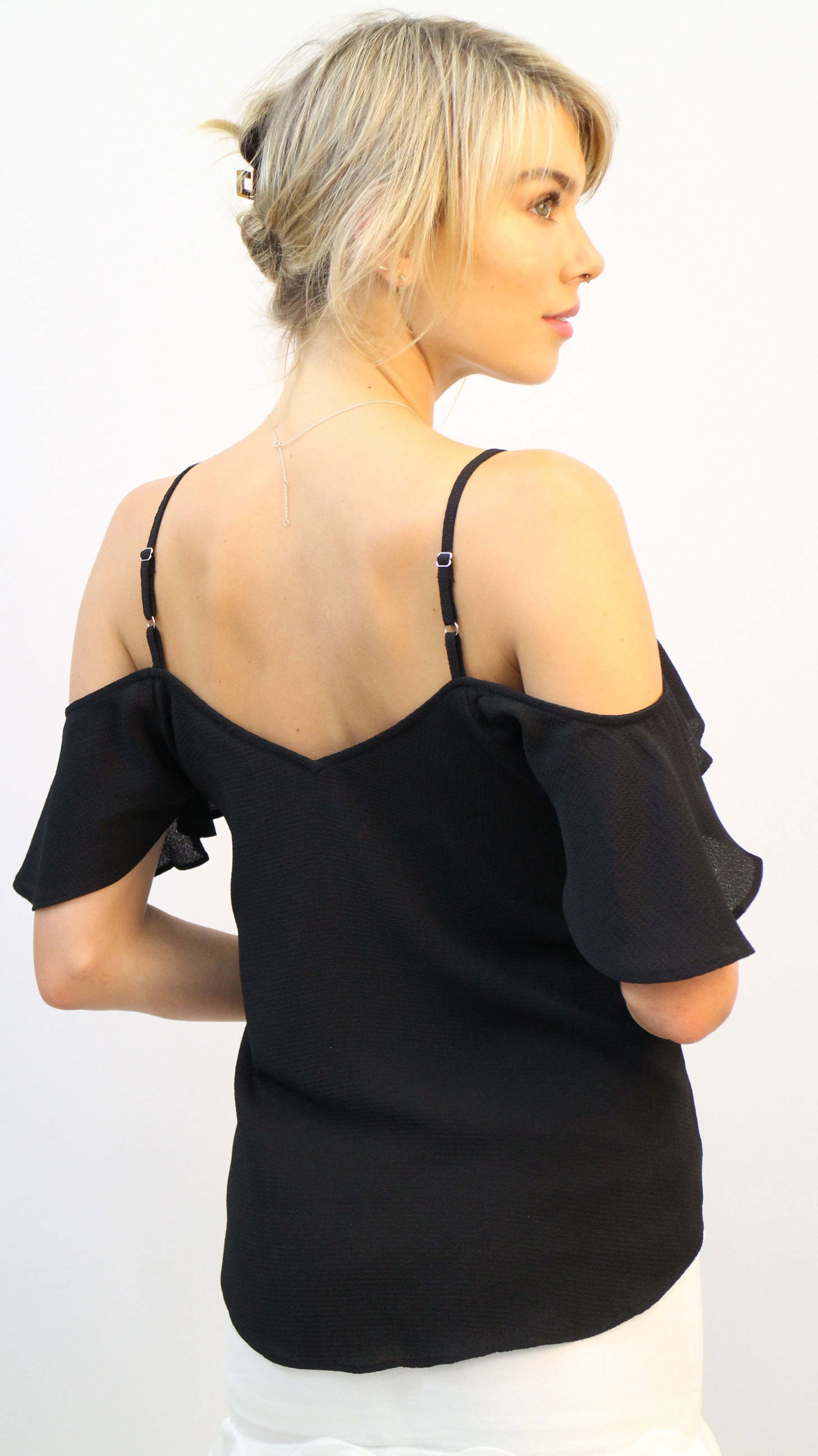 Tegan Cold Shoulder Black Top