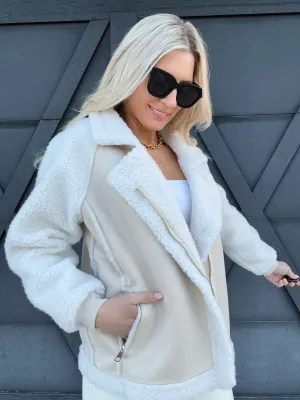 The Moto Coat In Beige