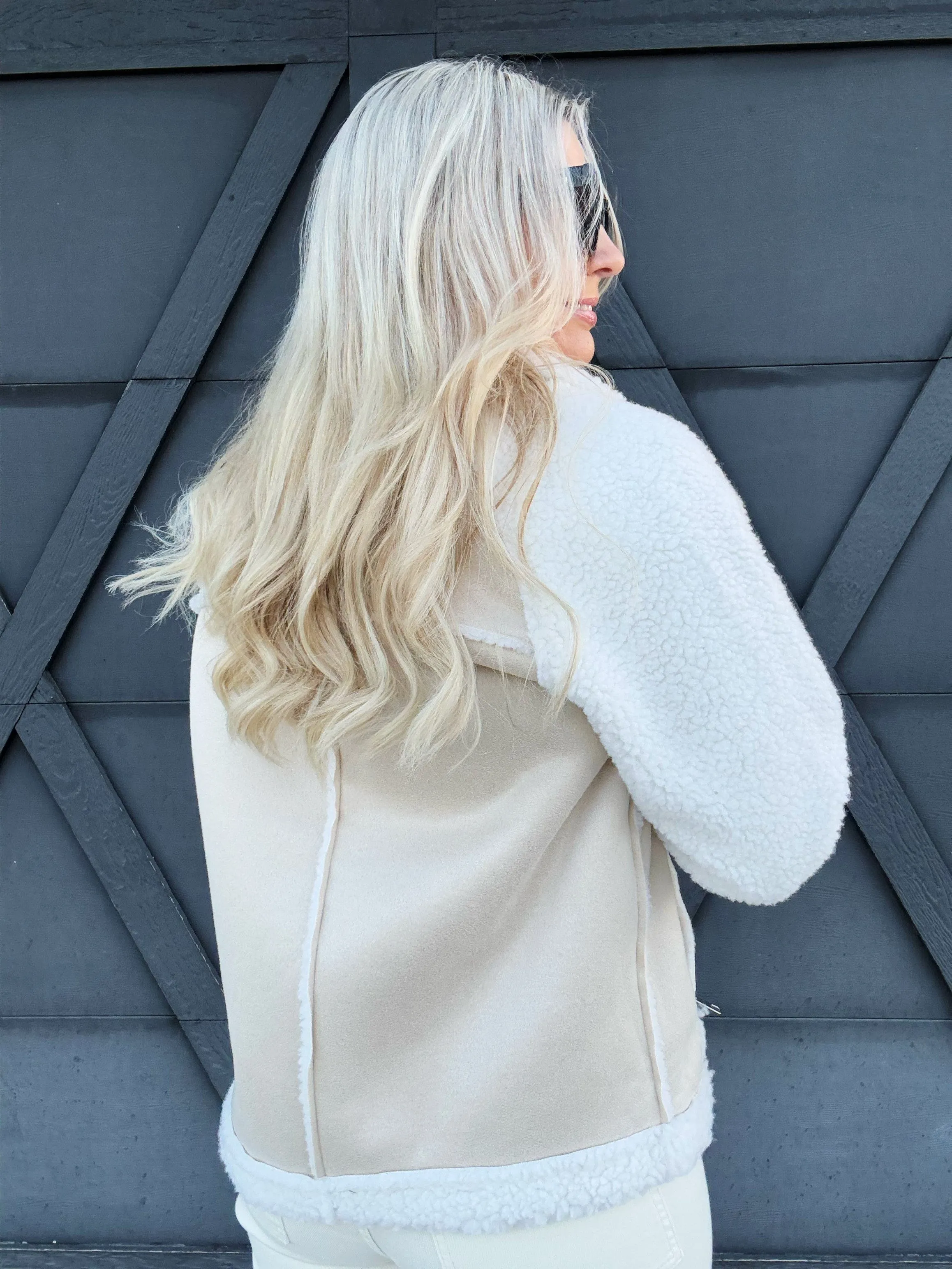 The Moto Coat In Beige