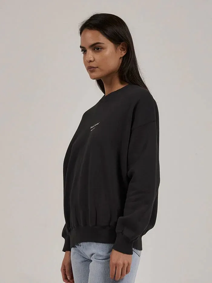 THRILLS ABOVE AS BELOW RETRO SLOUCH CREW WASHED BLACK