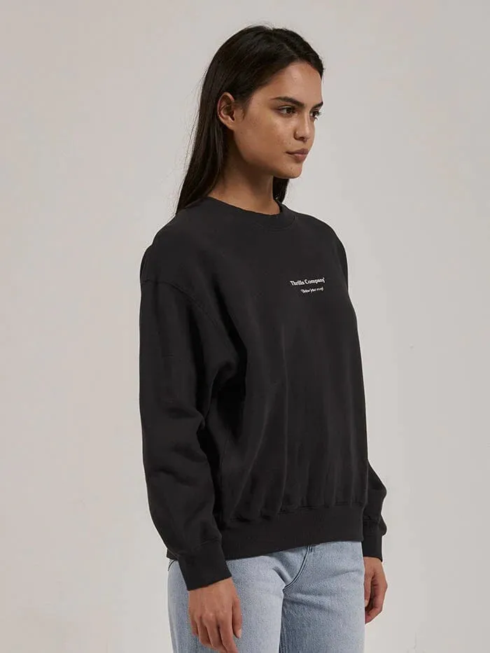 THRILLS ABOVE AS BELOW RETRO SLOUCH CREW WASHED BLACK