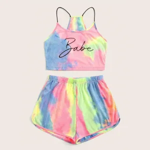 Tie Dye Two-piece Set Loungewear Home Workout Fitness Outfit