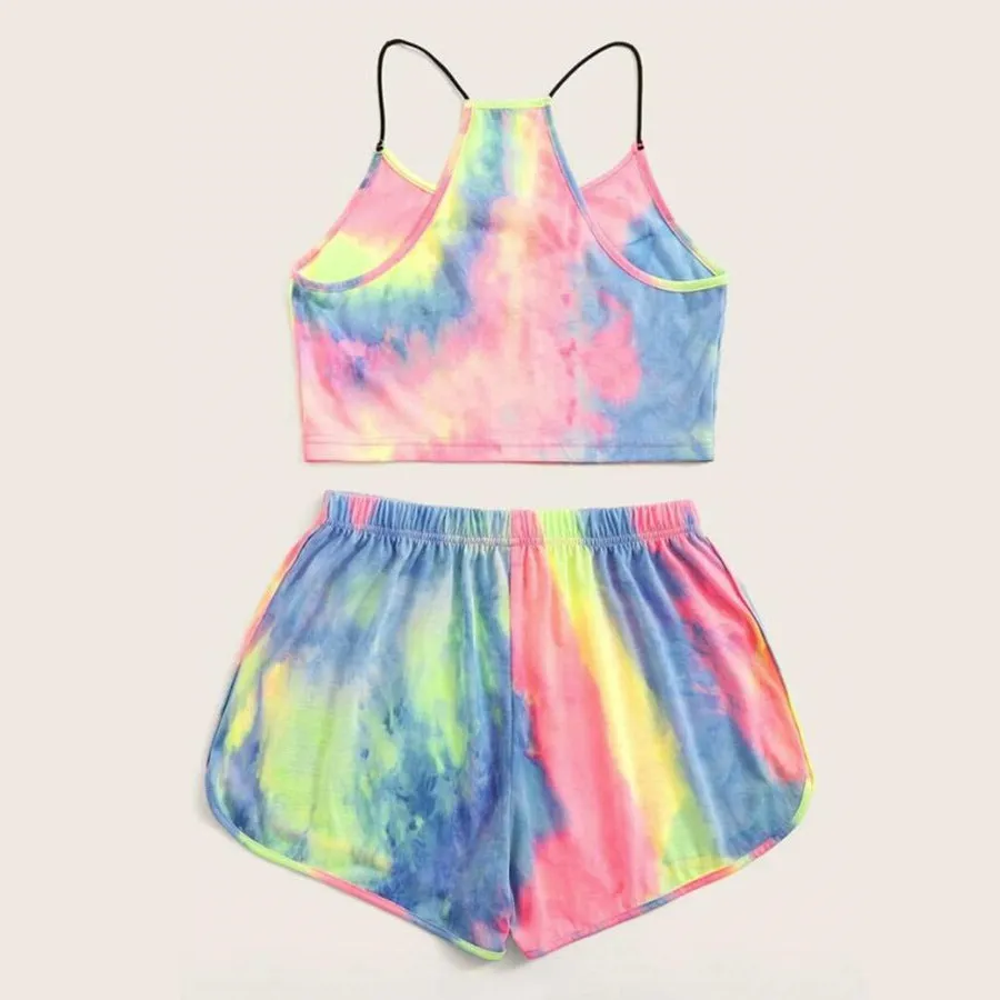 Tie Dye Two-piece Set Loungewear Home Workout Fitness Outfit
