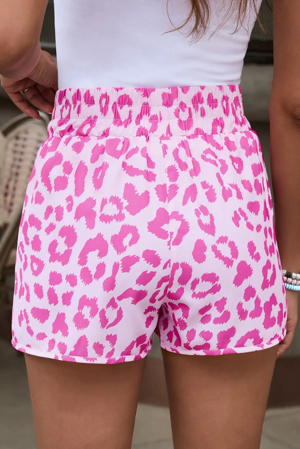 Toni Leopard Elastic Waist Shorts