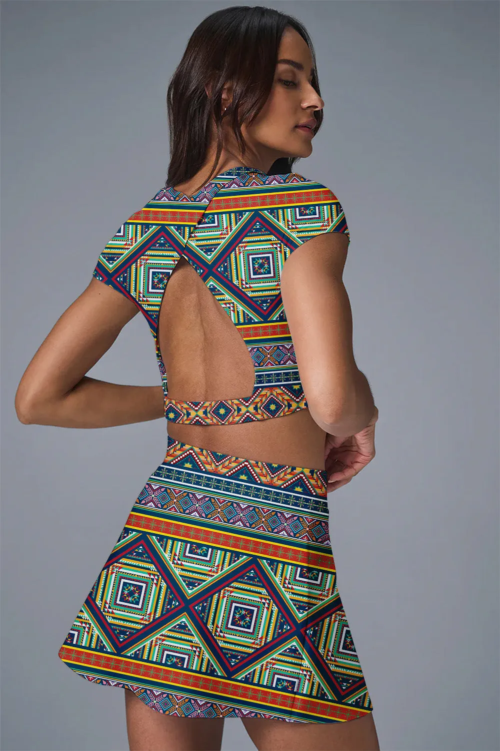 Tribal Momentum Court Set – Women’s Crop Top & Skort Activewear for Tennis, Pickleball & More