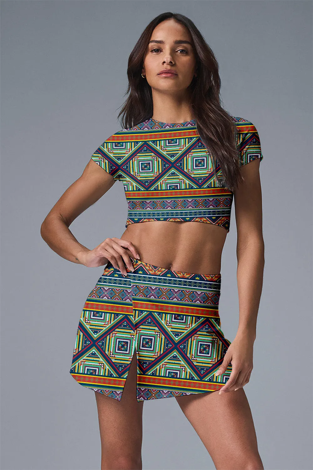 Tribal Momentum Court Set – Women’s Crop Top & Skort Activewear for Tennis, Pickleball & More